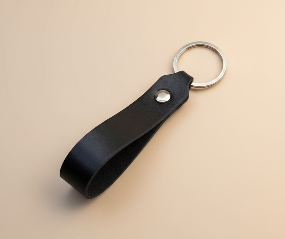Leather Keyring Black