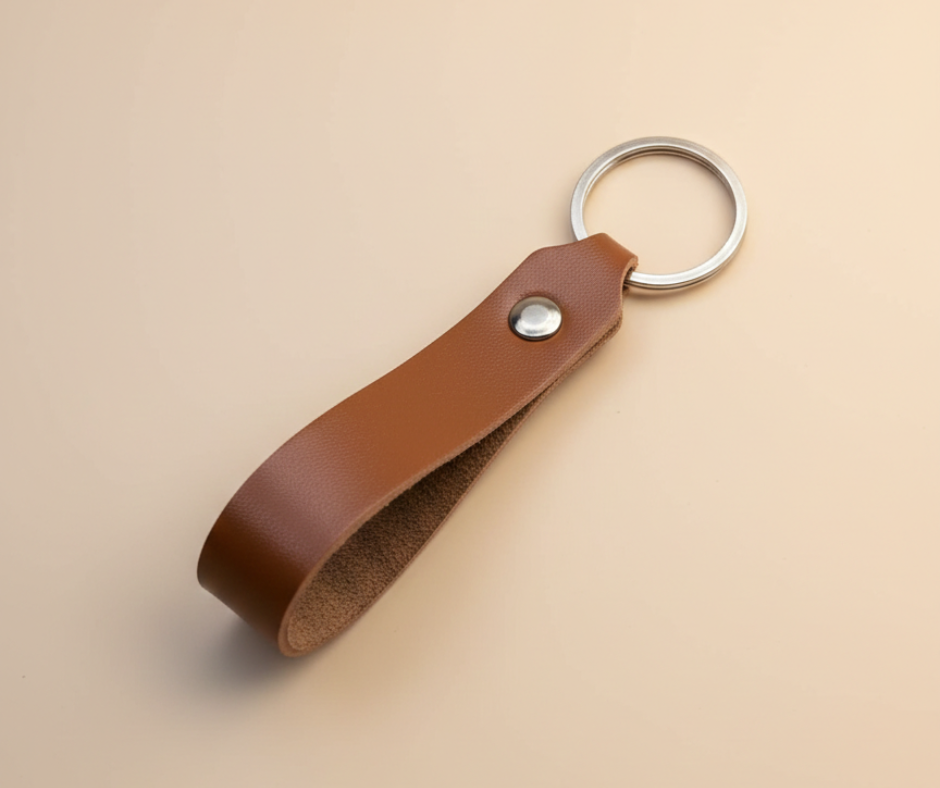 Leather Keyring Brown