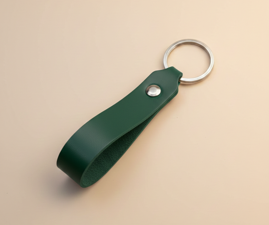 Leather Keyring Dark Green