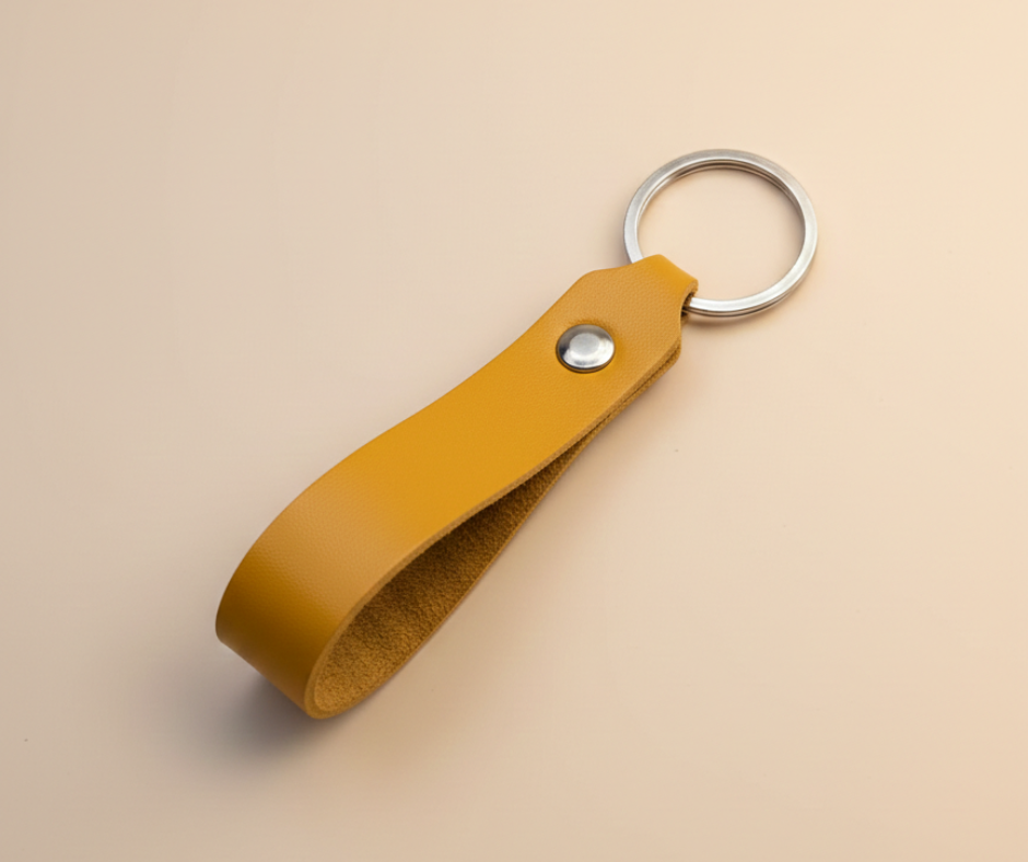 Leather Keyring Mustard Yellow