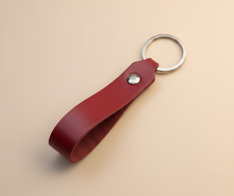 Leather Keyring Red