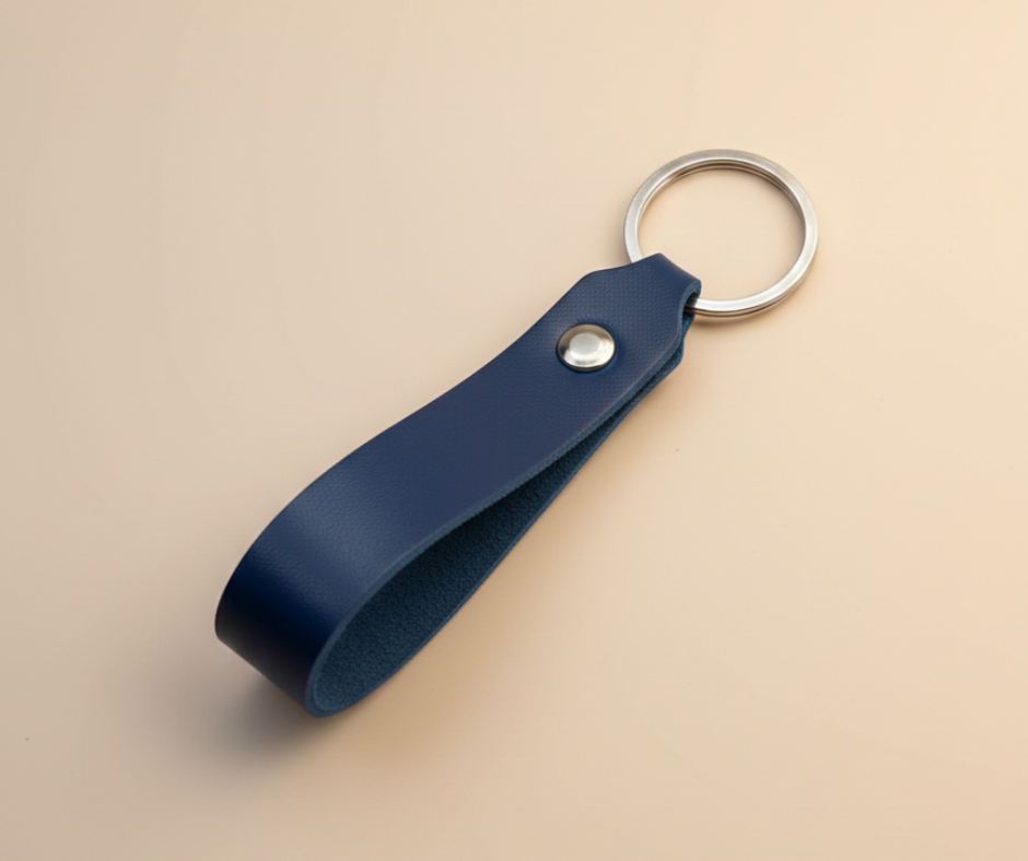 Leather Keyring blue
